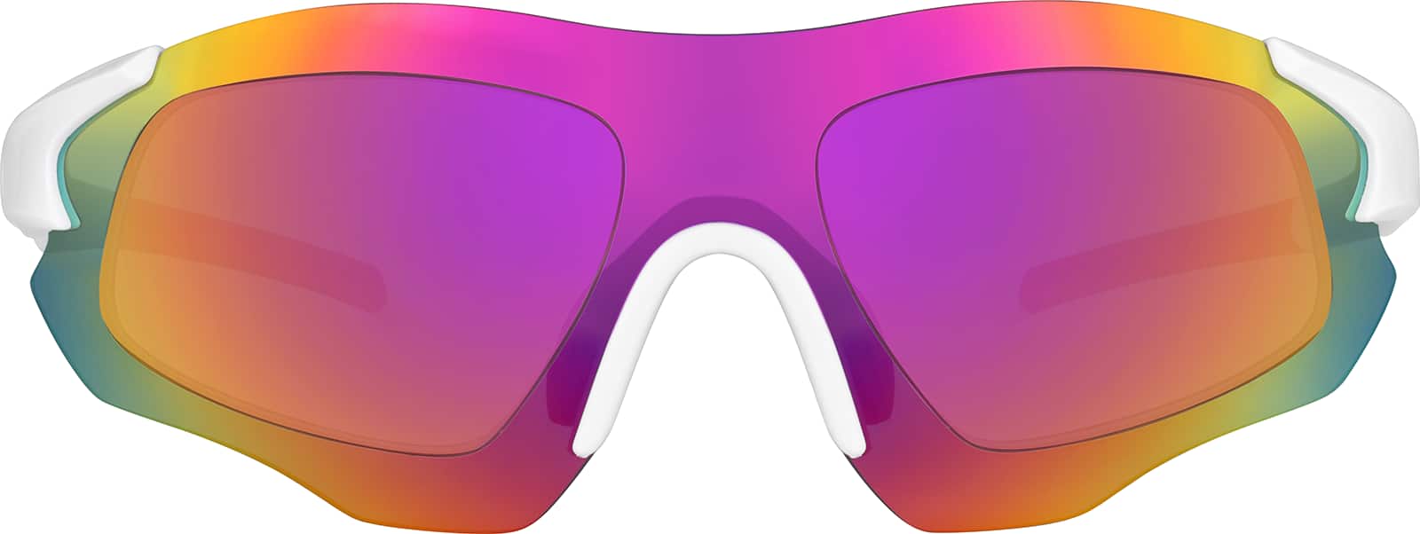 Front view of Zunnies - Wrap-Around Shield Sunglasses 1010830 in White with Rose Gold Mirror