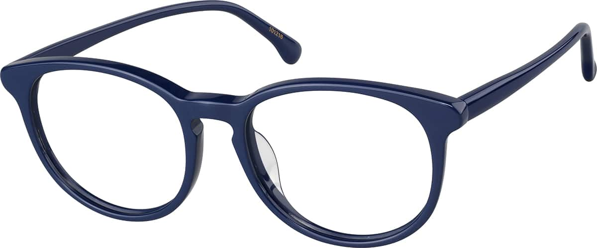 Zenni Round Prescription Glasses Blue Plastic Frame Full Rim Universal Bridge Fit Custom Engraving