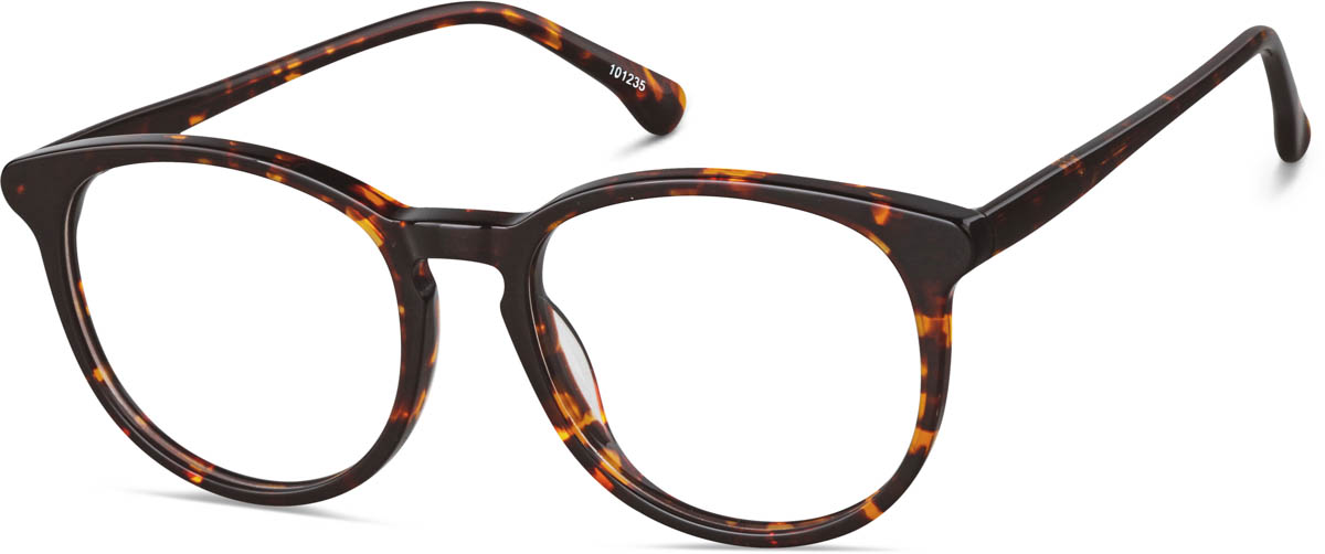 Zenni Boho Round Prescription Glasses Tortoiseshell Plastic Full Rim Frame