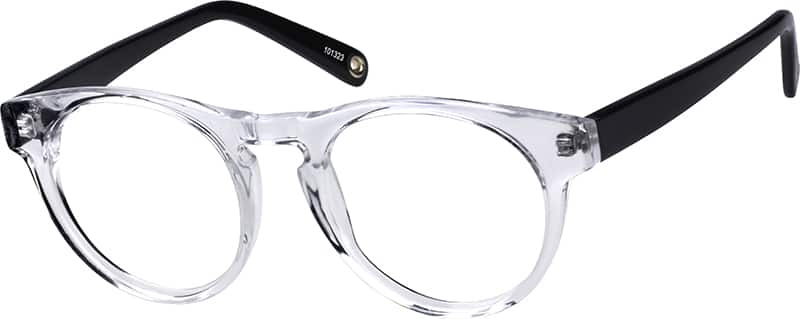 Angle view of Round Glasses 101323 in Clear