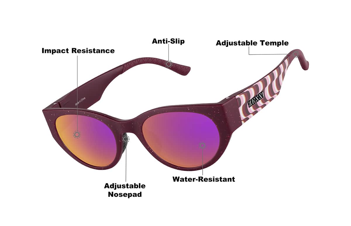 Red Speckle Zunnies - Sports Oval Sunglasses #1013318 | Zenni Optical