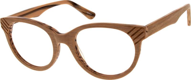 Angle view of Round Glasses 101715 in Wood Texture