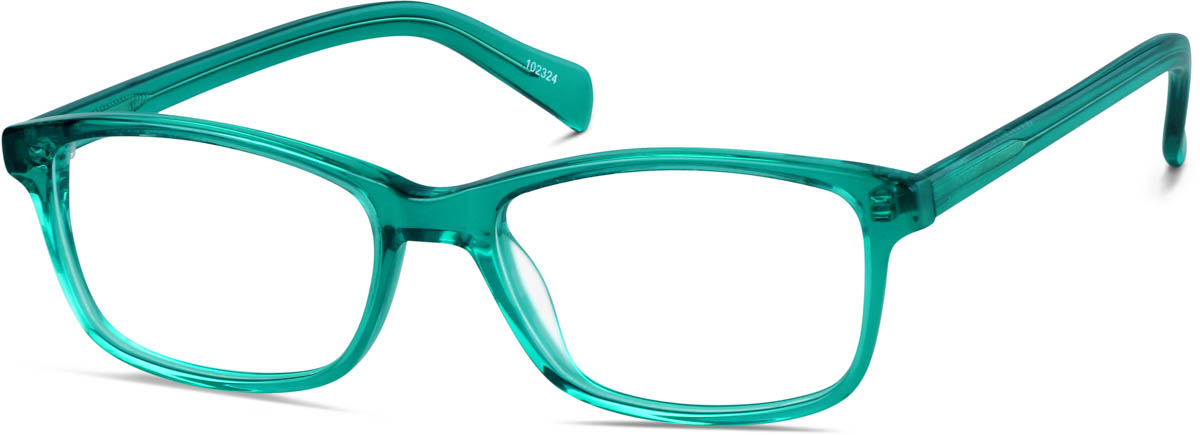 Zenni Womens Rectangle Prescription Glasses Green Plastic Full Rim Frame