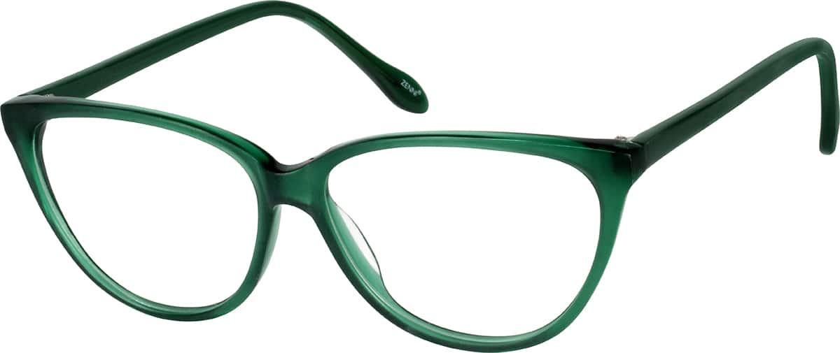 Angle view of Cat-Eye Glasses 102724 in Green