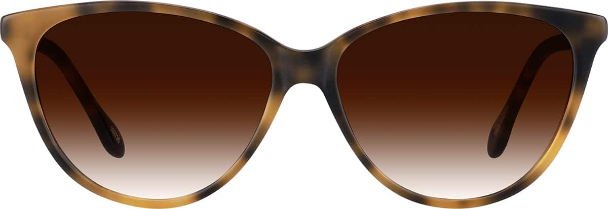 Zenni Women's Cat-Eye Prescription Sunglasses Brown Tortoise Shell Plastic Full Rim Frame, Universal Bridge Fit, Blokz Blue Light Sunglasses, 2027815s