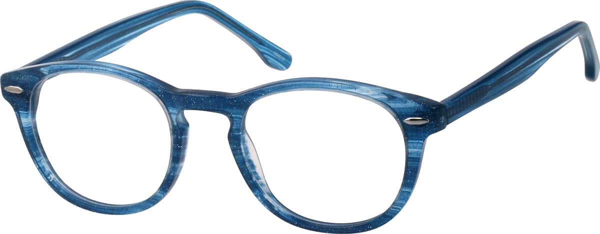 Angle view of Round Glasses 104616 in Blue