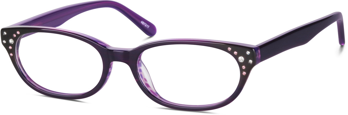 Zenni Womens Oval Prescription Glasses Purple Plastic Full Rim Frame