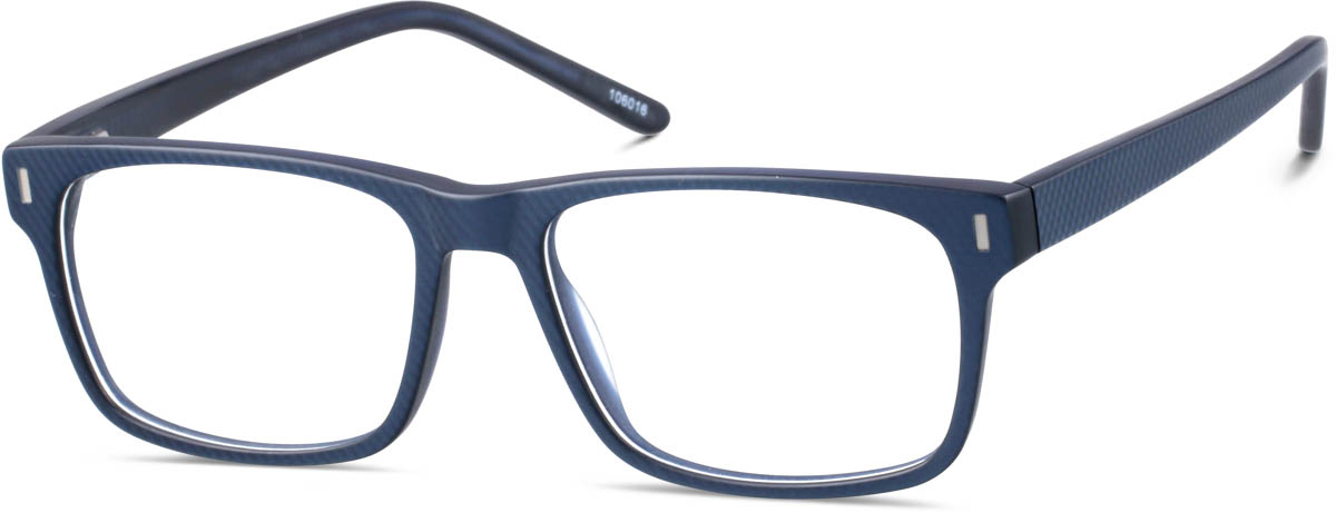 Zenni Mens Classic Square Prescription Glasses Blue Plastic Full Rim Frame