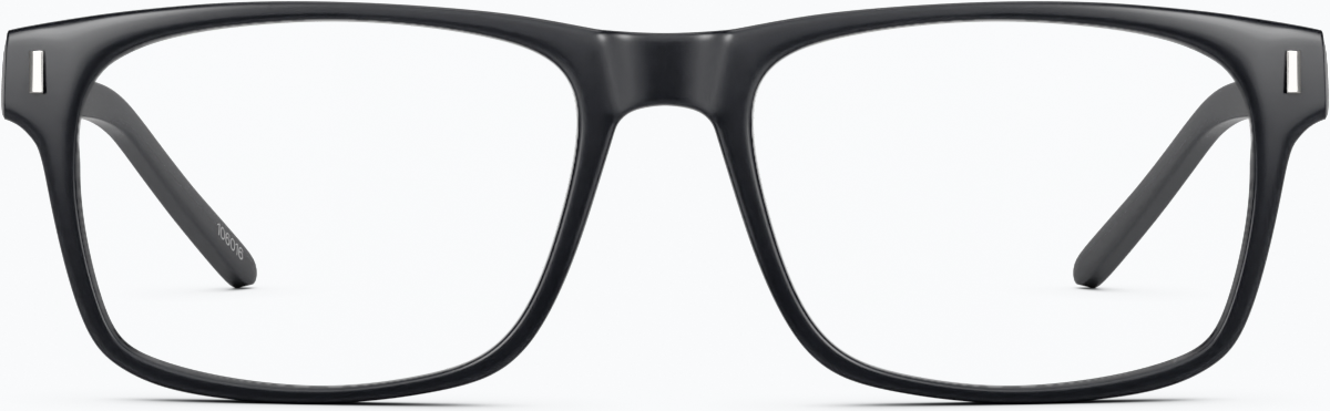 Front view of Rectangle Glasses 106021 in Black thumbnail