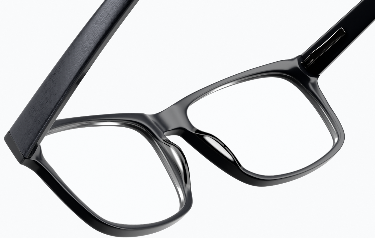 See-through view of Rectangle Glasses 106021 in Black thumbnail