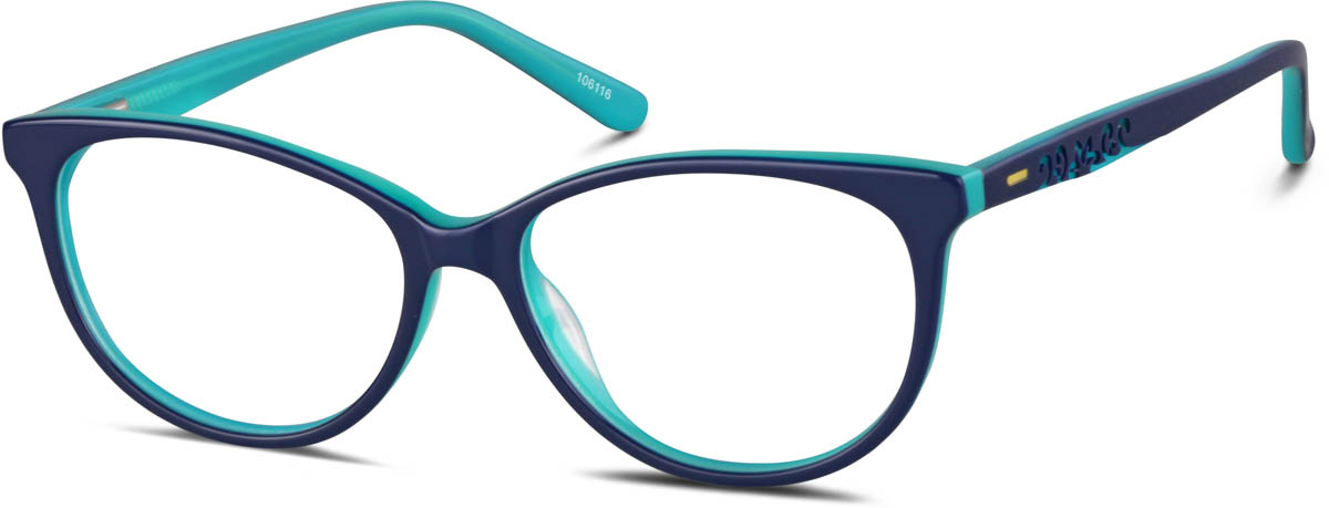 Zenni Women's Oval Prescription Glasses Blue Plastic Full Rim Frame