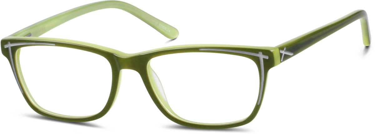 Angle view of Rectangle Glasses 106624 in Green