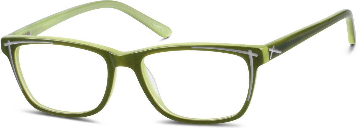 Zenni Womens Rectangle Prescription Glasses Green Plastic Full Rim Frame