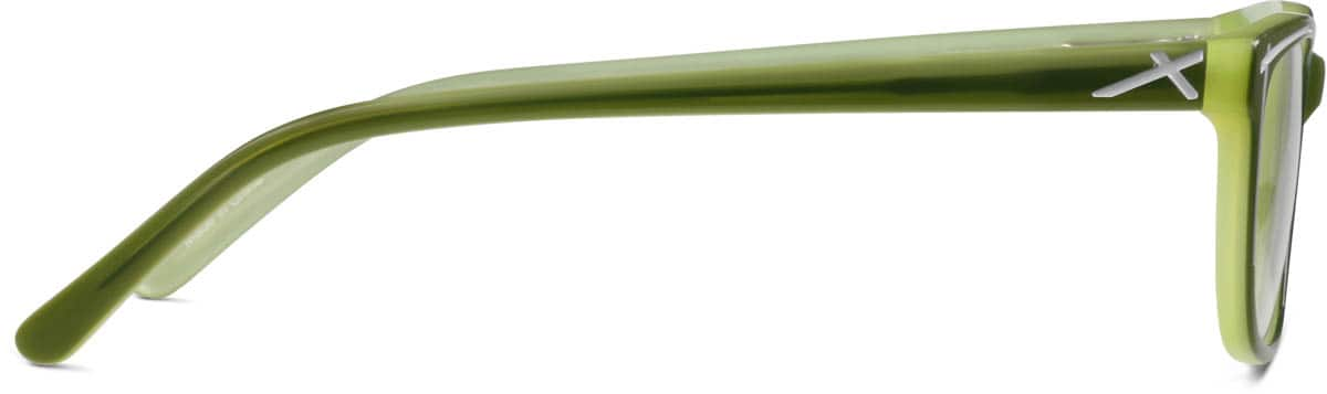 Side view of Rectangle Glasses 106624 in Green