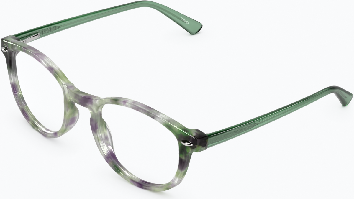 Angle view of Round Glasses 109824 in Green Tortoisehell thumbnail