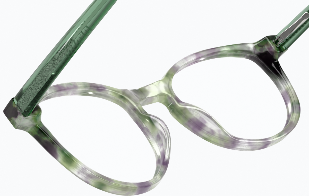 See-through view of Round Glasses 109824 in Green Tortoisehell thumbnail