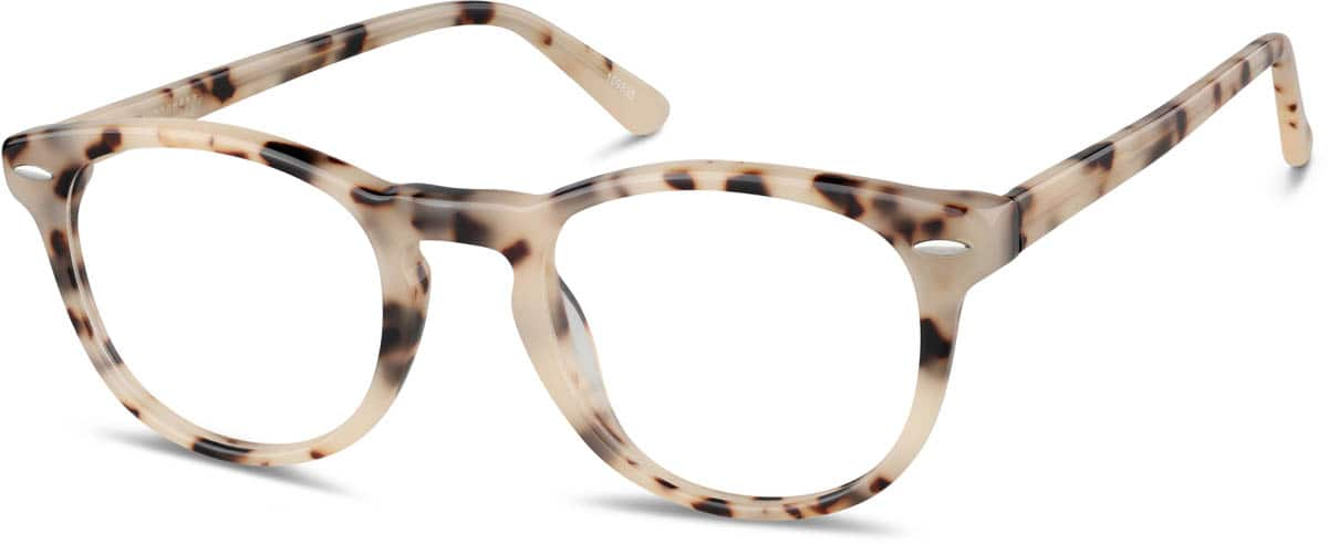 Angle view of Round Glasses 109835 in Ivory Tortoiseshell