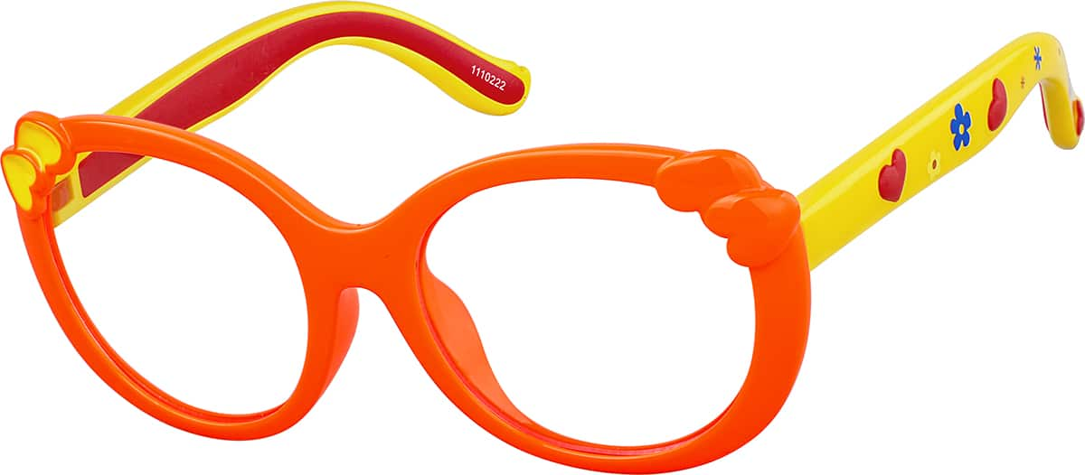 Angle view of Kids’ Oval Glasses 1110222 in Orange