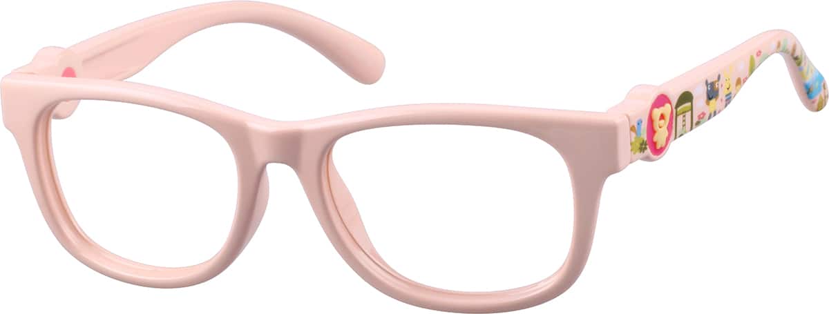 Angle view of Kids’ Square Glasses 1110619 in Pink