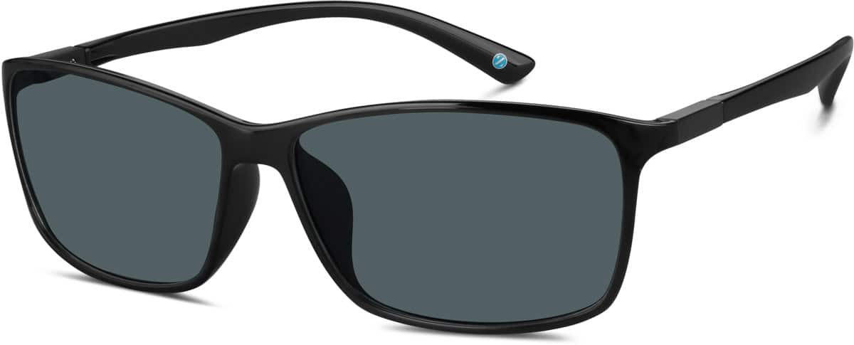 Angle view of Rectangle Sunglasses 1110721 in Black