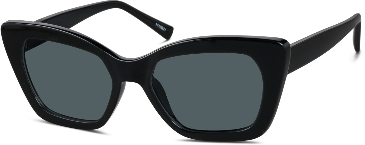 Zenni Womens Retro Cat-Eye Rx Sunglasses Black TR Full Rim Frame