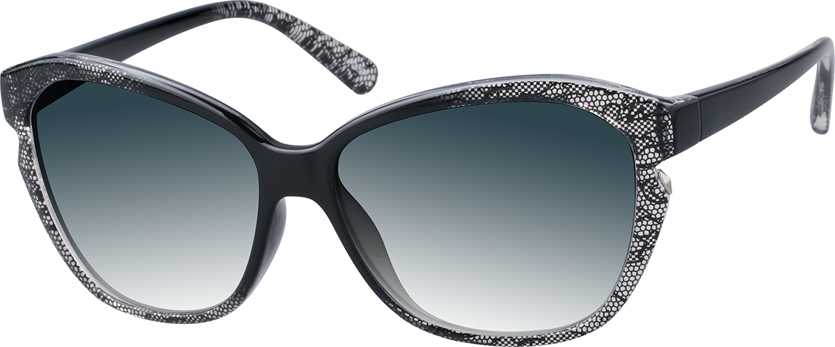 Zenni Womens Oversized Cat-Eye Rx Sunglasses Black TR Full Rim Frame