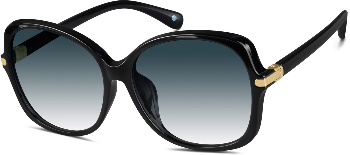 Zenni Womens Oversized Cat-Eye Rx Sunglasses Black TR Full Rim Frame