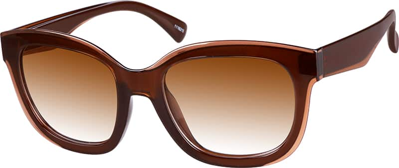 Angle view of Premium Square Sunglasses 1116215 in Brown