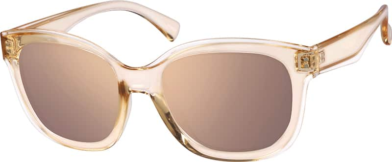 Angle view of Premium Square Sunglasses 1116222 in Amber