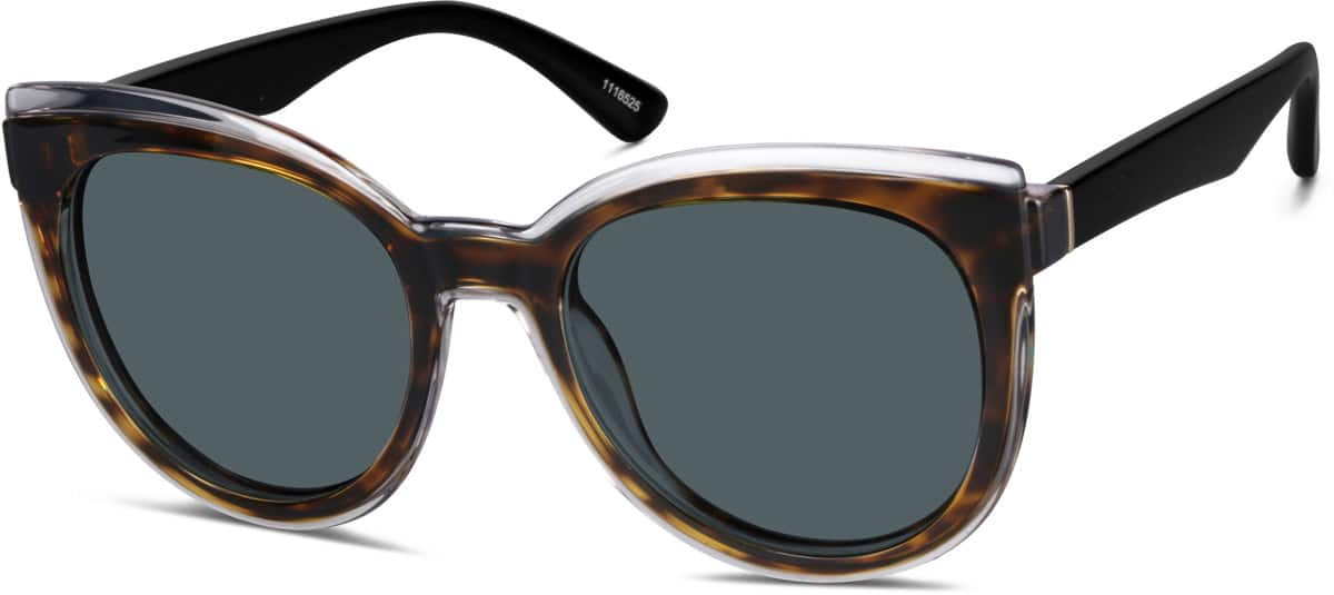 Angle view of Premium Round Sunglasses 1116525 in Tortoiseshell