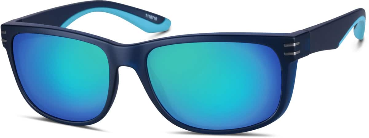 Angle view of Premium Rectangle Sunglasses 1116716 in Blue