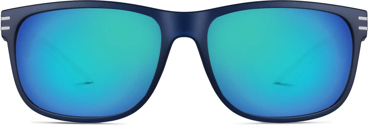 Front view of Premium Rectangle Sunglasses 1116716 in Blue