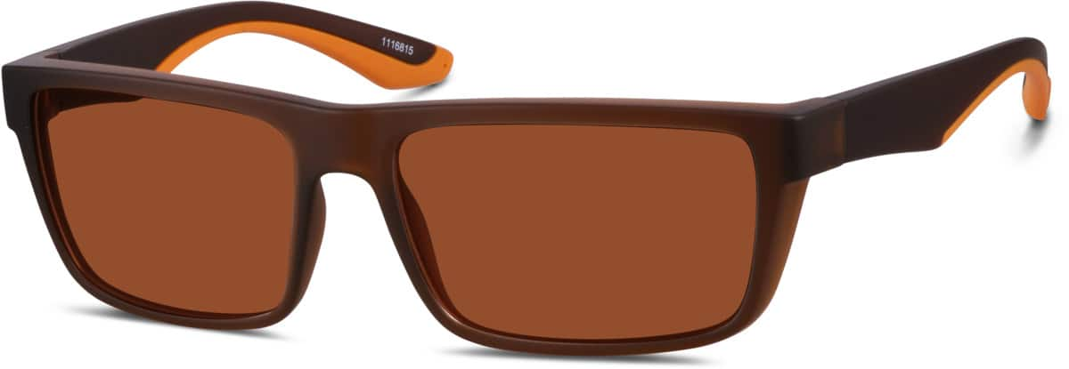 Angle view of Premium Rectangle Sunglasses 1116815 in Brown