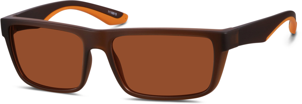 Zenni Mens Rectangle Rx Sunglasses Brown TR Full Rim Frame