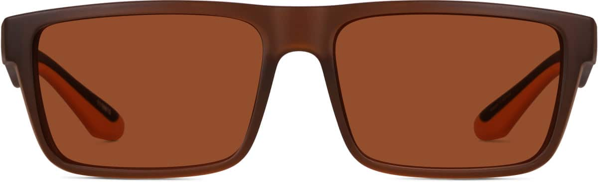 Front view of Premium Rectangle Sunglasses 1116815 in Brown