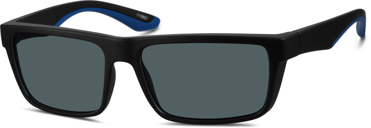 Zenni Mens Rectangle Rx Sunglasses Black TR Full Rim Frame