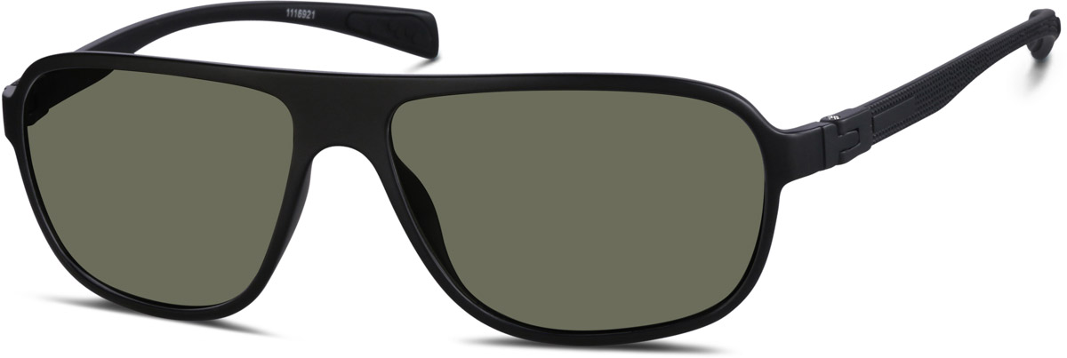 Zenni Mens Experimental Rectangle Rx Sunglasses Black TR Full Rim Frame