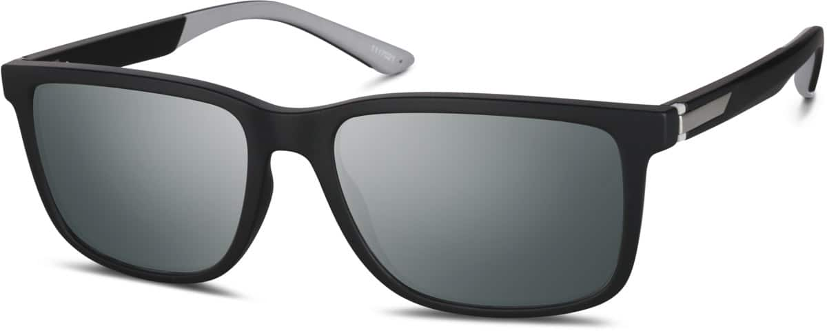 Angle view of Premium Rectangle Sunglasses 1117021 in Gray