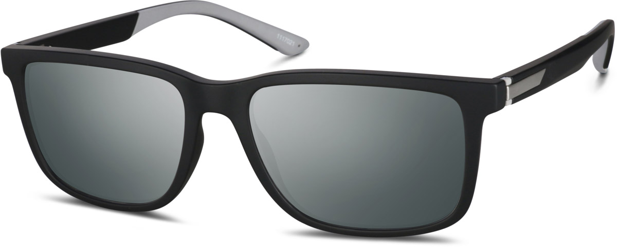 Zenni Mens Sporty Rectangle Rx Sunglasses Black Tortoiseshell TR Full Rim Frame