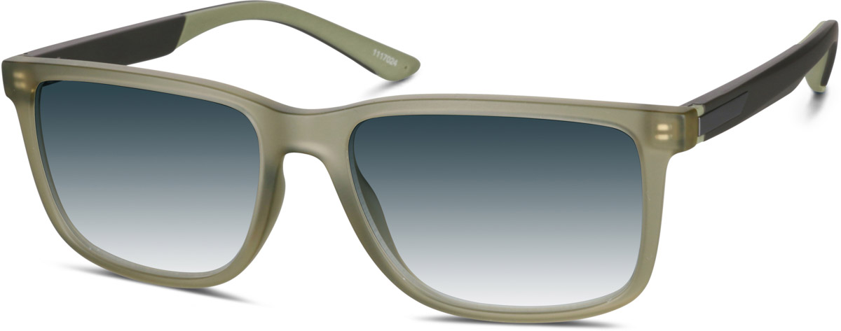 Zenni Mens Sporty Rectangle Rx Sunglasses Green Tortoiseshell TR Full Rim Frame