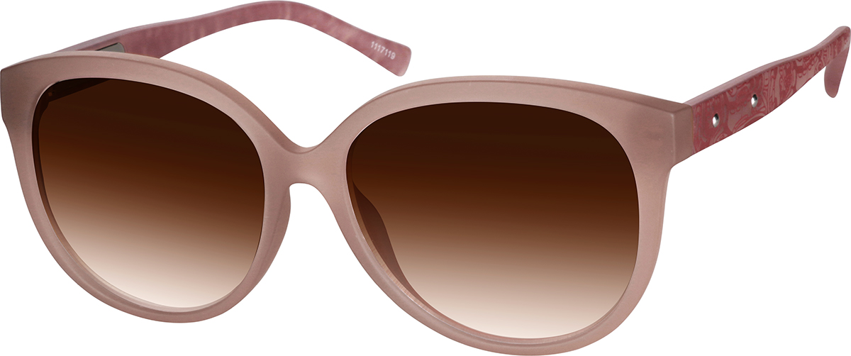 Zenni Womens Oversized Round Rx Sunglasses Pink TR Full Rim Frame