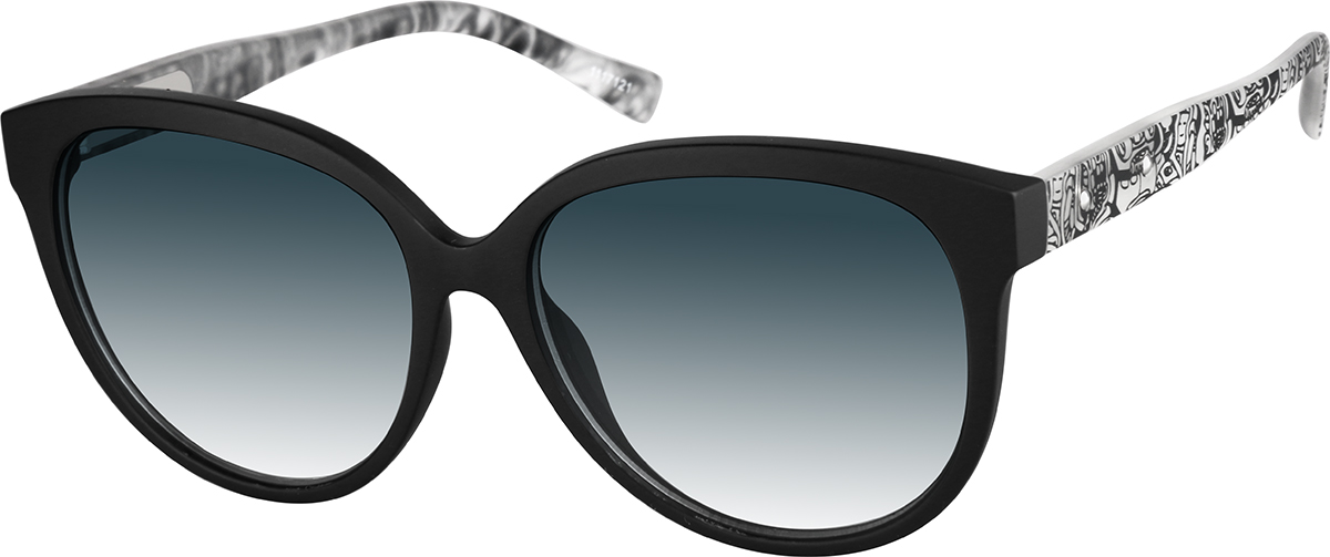 Zenni Womens Oversized Round Rx Sunglasses Black TR Full Rim Frame