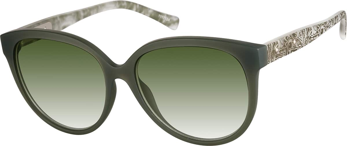 Angle view of Premium Round Sunglasses 1117124 in Green