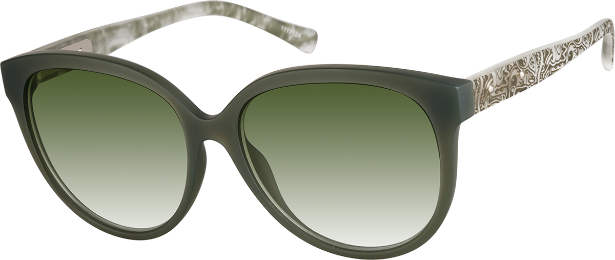 Zenni Womens Oversized Round Rx Sunglasses Green TR Full Rim Frame