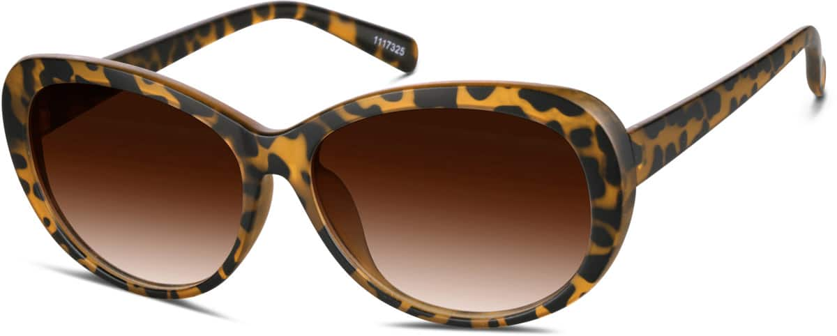 Angle view of Oval Sunglasses 1117325 in Tortoiseshell