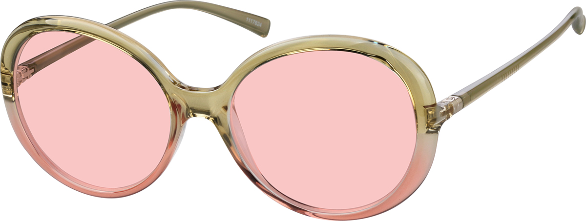 Zenni Womens Oversized Round Rx Sunglasses Green TR Full Rim Frame