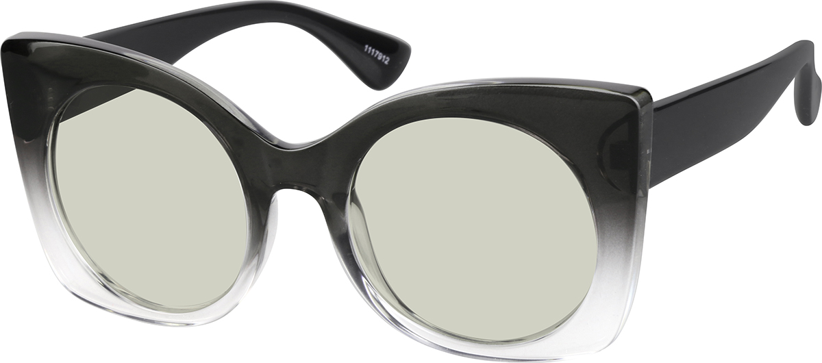 Zenni Womens Oversized Cat-Eye Rx Sunglasses Gray TR Full Rim Frame