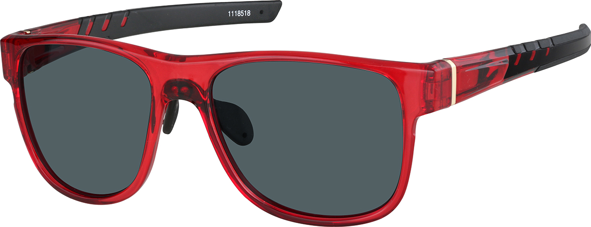 Zenni Sporty Square Rx Sunglasses Red TR Full Rim Frame