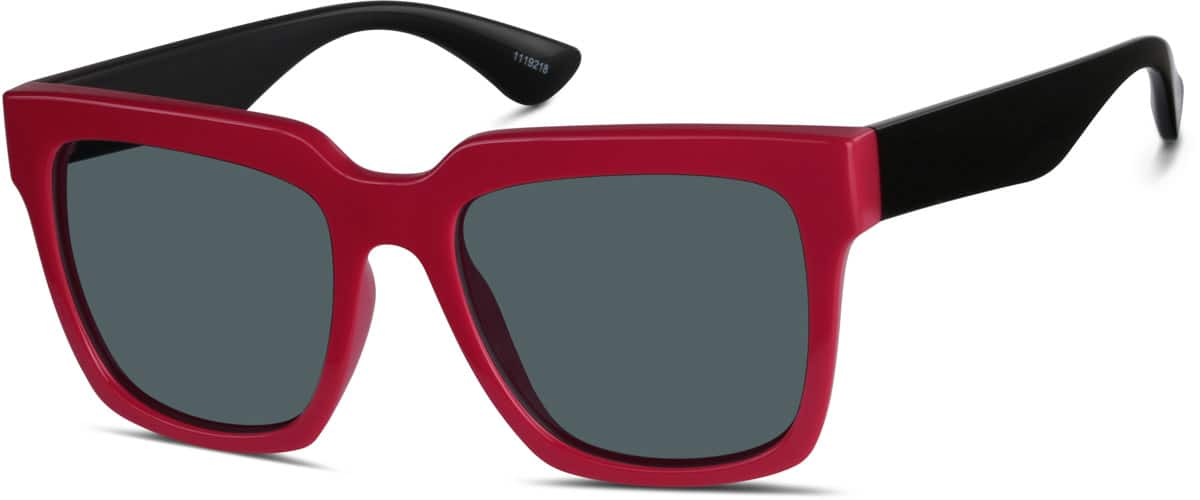 Angle view of Premium Square Sunglasses 1119218 in Red