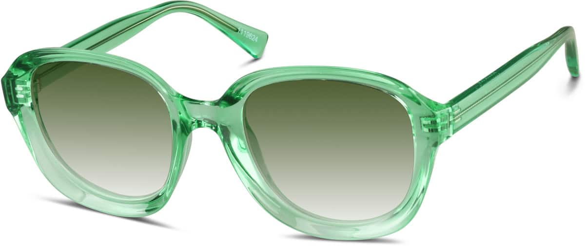 Angle view of Premium Oval Sunglasses 1119624 in Emerald